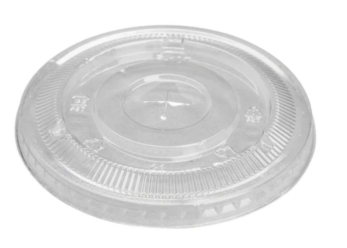 Set of 100 | Clear PET 16oz Cold Cups (100ct) & Clear Slotted Flat Lids 16-24oz (100ct) | 200 total items