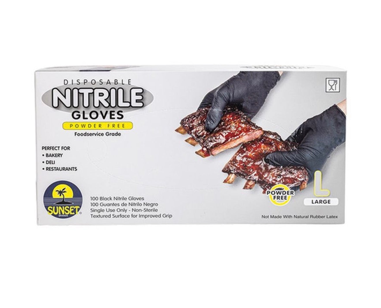 Large Black Nitrile Gloves - Powder Free (100ct)