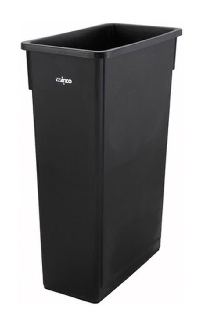 Winco Black Slender Trash Can Bin 23 Gallons 19.88”x11”x29.5”