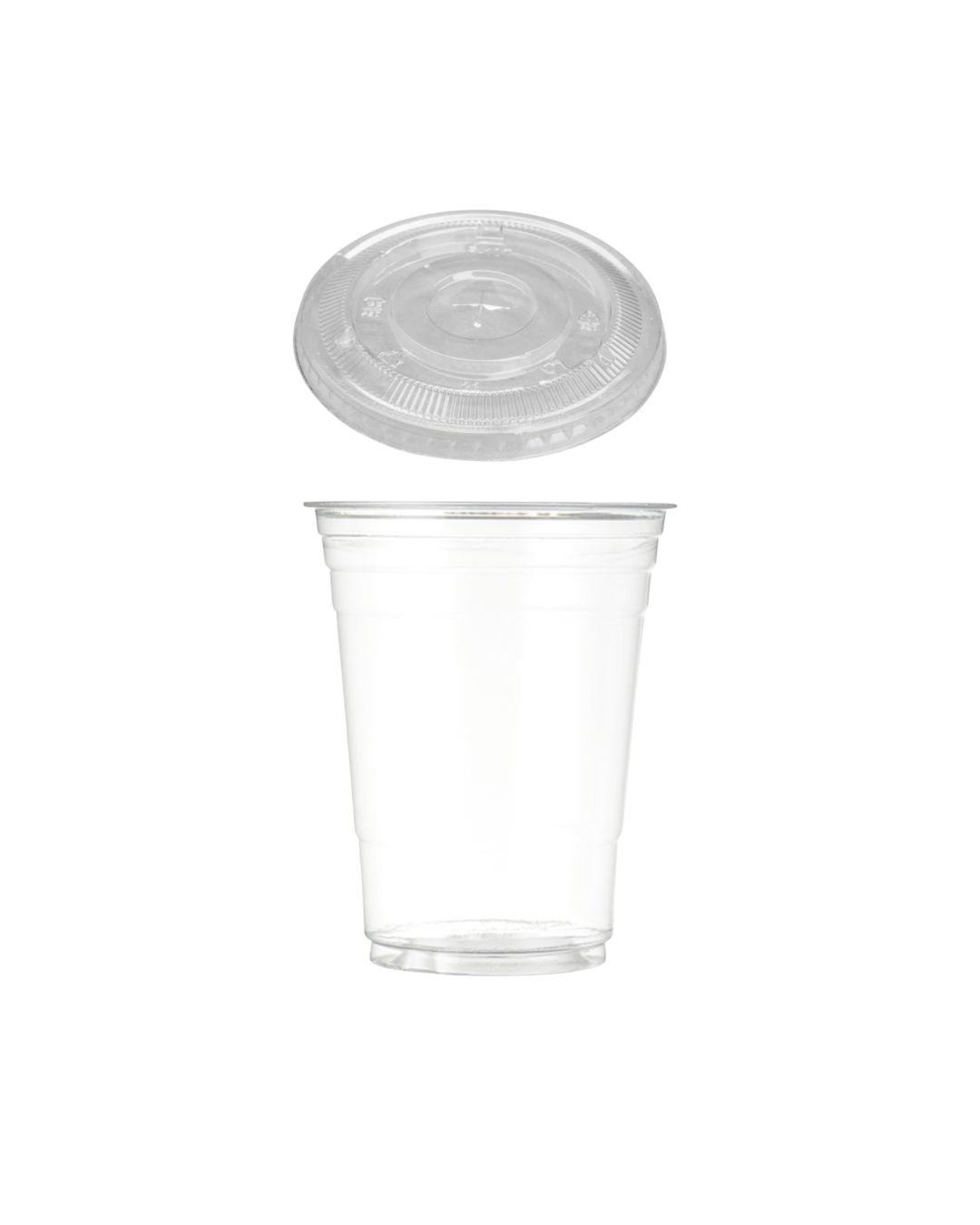 Set of 100 | Clear PET 16oz Cold Cups (100ct) & Clear Slotted Flat Lids 16-24oz (100ct) | 200 total items